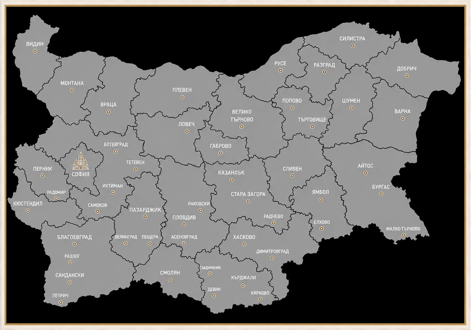 Карта на България с тенис обхвата